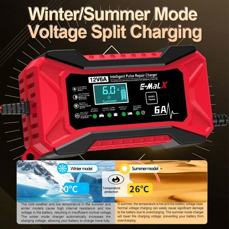 12V 6A Auto Batterie Ladegerät Puls Reparatur LiFePO4 14,6V Smart – Bild 4