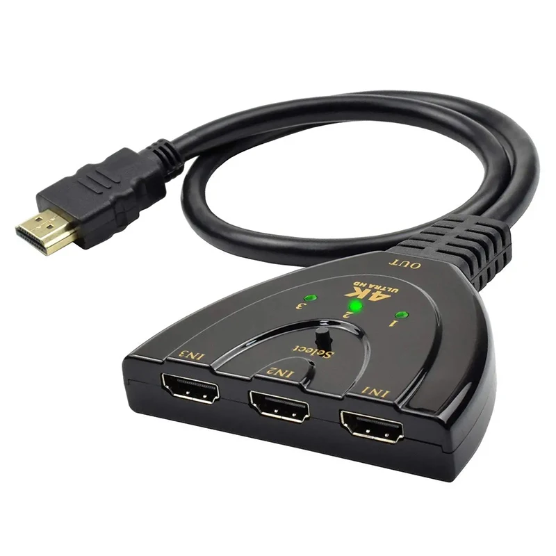 HDMI-kompatibel Schalter KVM Splitter 4K 2K 3D 3 eingang 1 Ausgang Mini 3 Port VIdeo switcher Hub 1080P