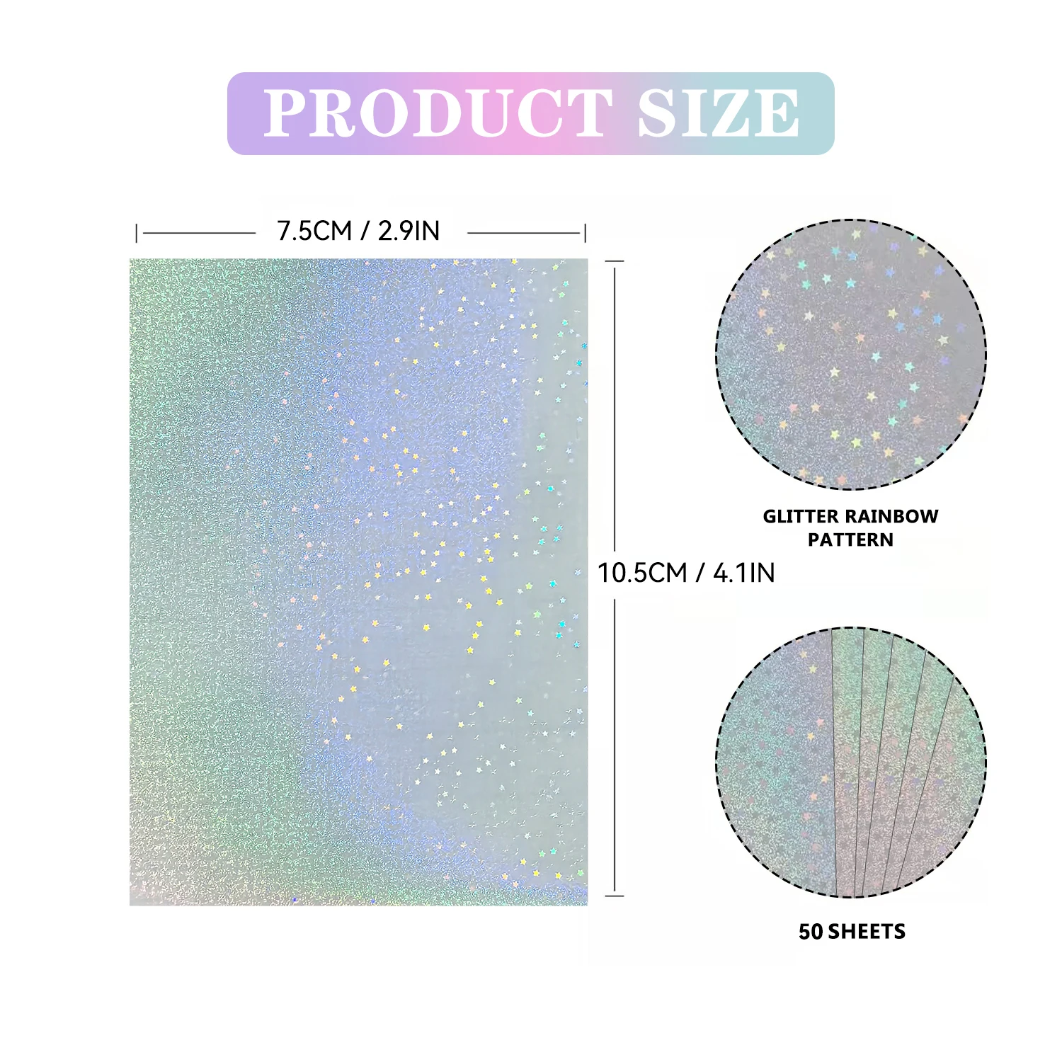 Holografisches Aufkleberpapier, 2,9 x 4,1 Zoll (50 Stück) – Bild 2