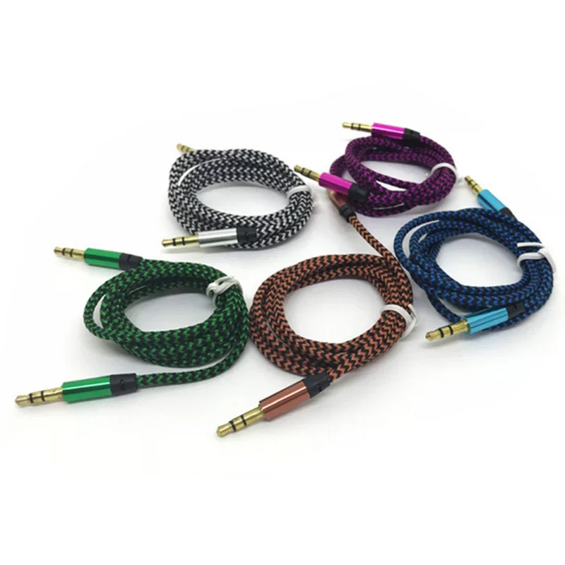 1 m Nylon-Klinken-Aux-Kabel 3,5 mm auf 3,5 mm Audiokabel Stecker – Bild 5