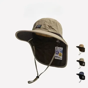 Sommerhüte mit breiter Krempe und Nackenschutz, Unisex-Anglerhüte für Outdoor-Aktivitäten, schnelltrocknende