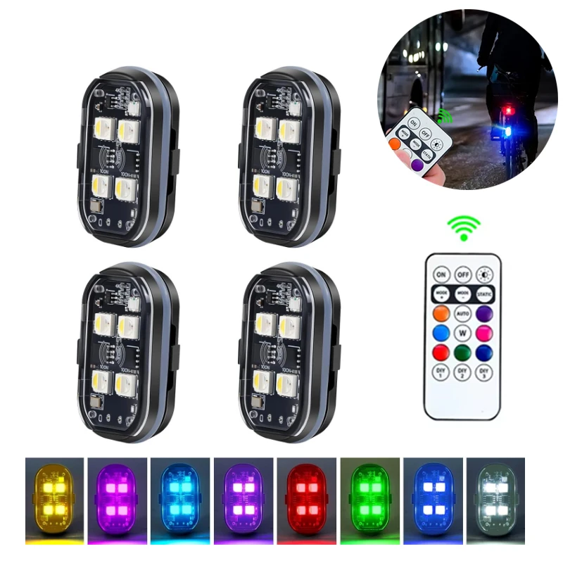 Wiederaufladbare drahtlose Licht Flugzeug Hubschrauber Warnleuchten RGB LED Motorrad Strobe Lichter