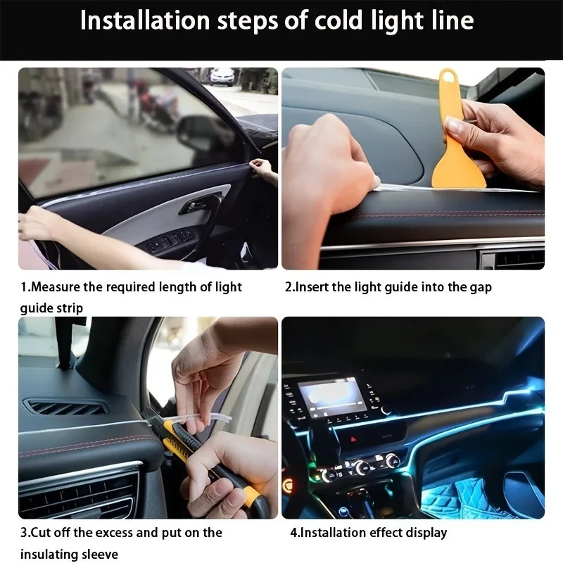 5M Autoumgebung El Wire LED USB Flexible Neon Innenbeleuchtung Auto – Bild 5