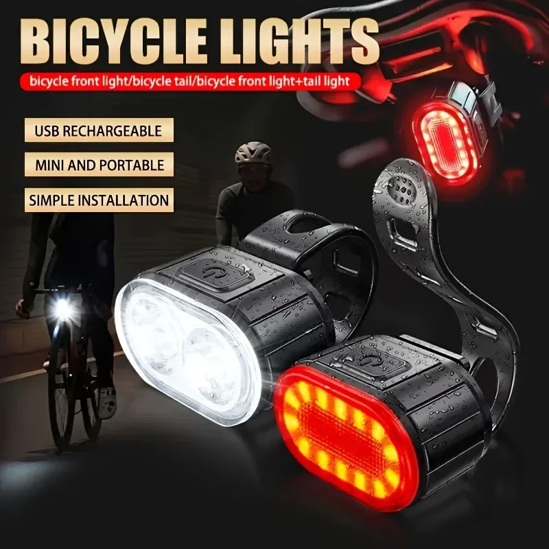 USB-wiederaufladbare Fahrradbeleuchtung, Fahrrad-Sicherheitswarnlampe – Bild 3