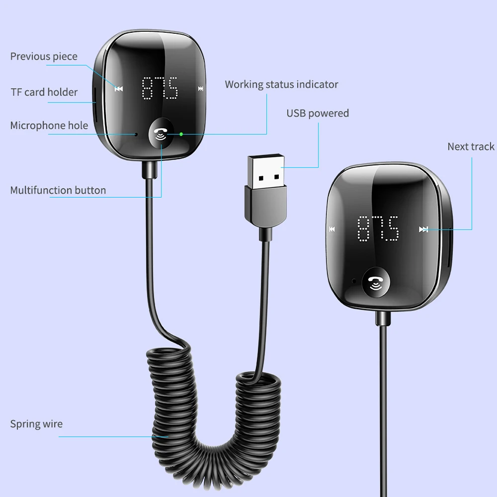FM-Transmitter Auto Bluetooth-Empfänger 5.0 AUX Audio Wireless Adapter – Bild 6