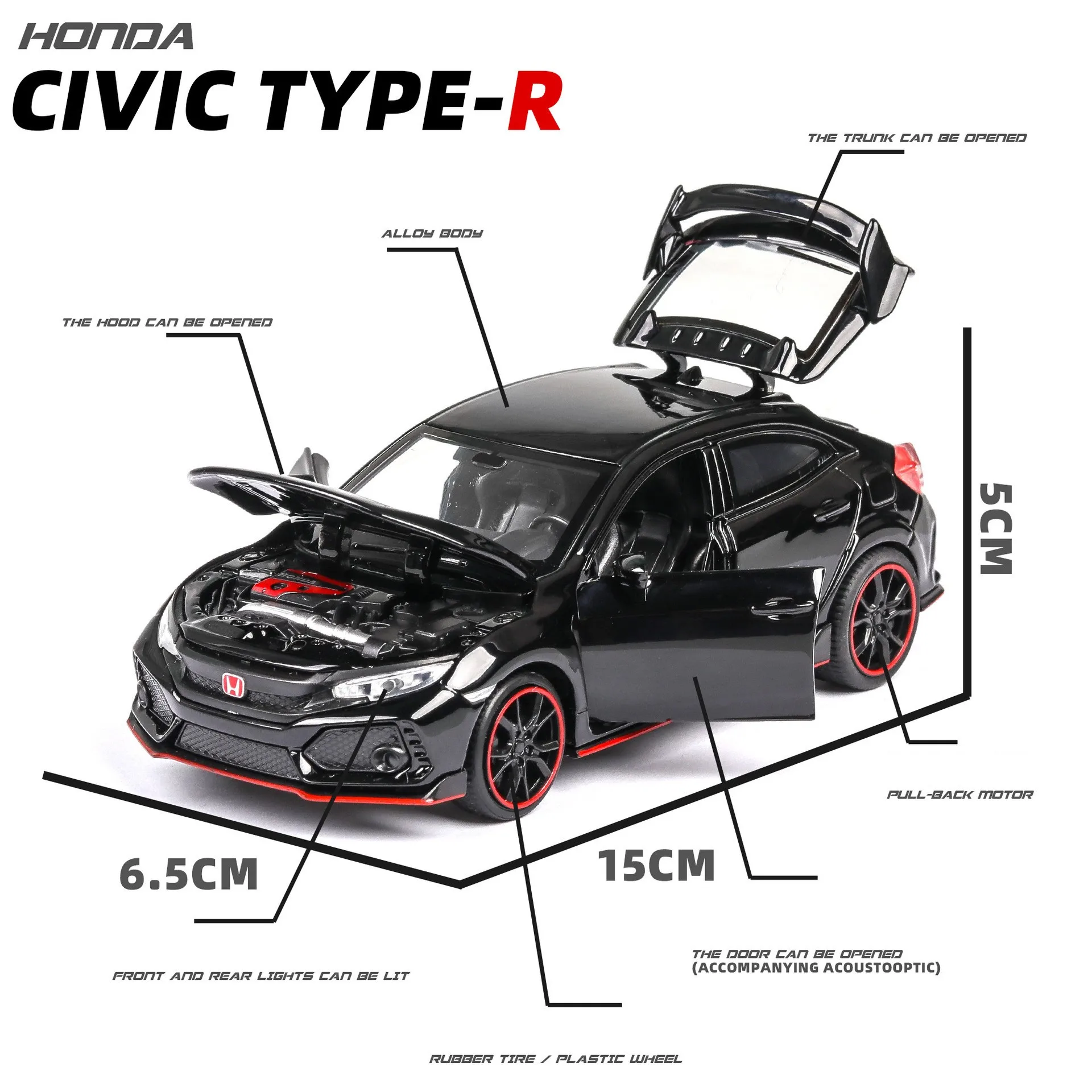 1/32 Honda Civic Type R Spielzeugauto für Kinder – Bild 2