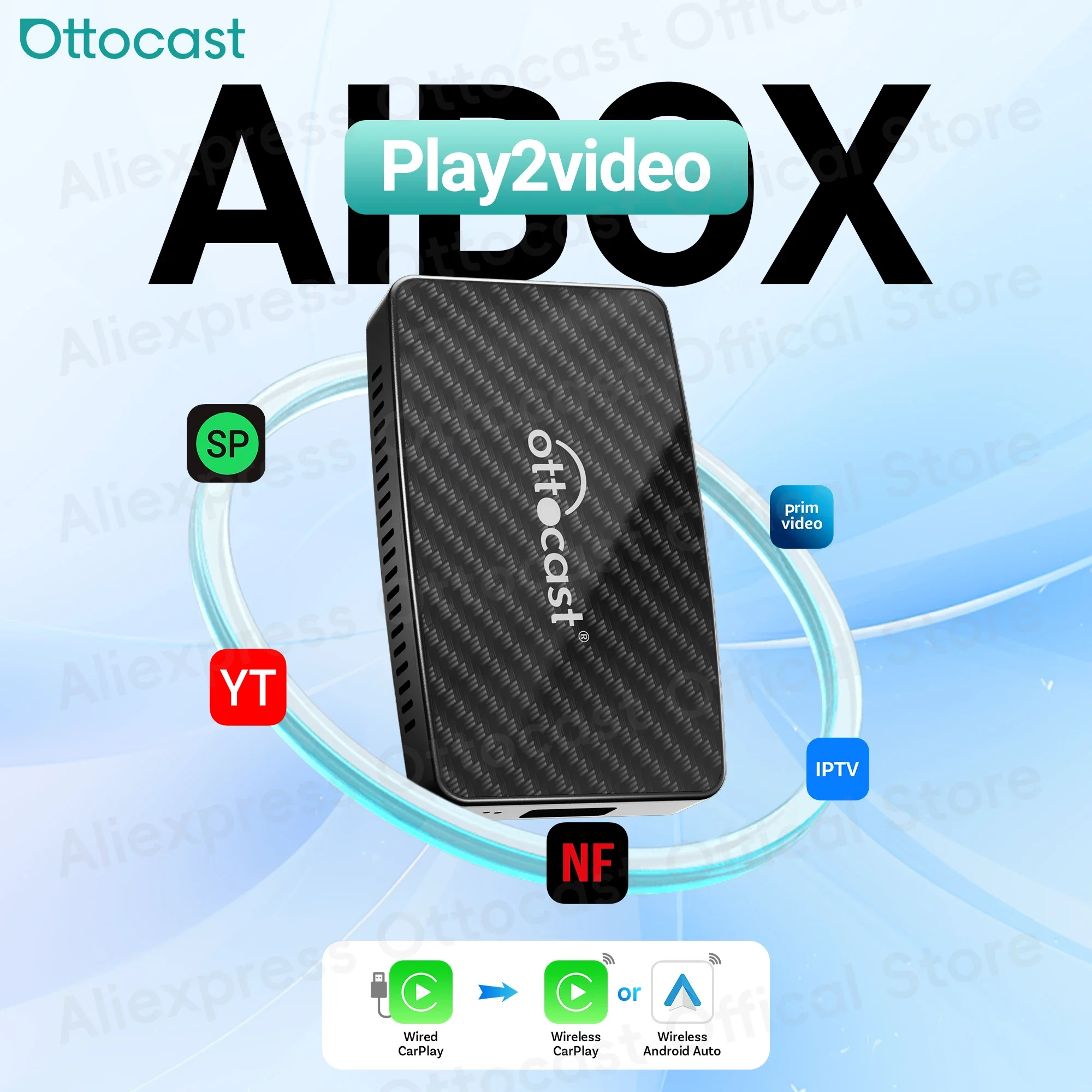 OTTOCAST Play2Video AI Box für Youtube Netflix Wireless CarPlay Android Auto Adapter Auto Zubehör für Benz
