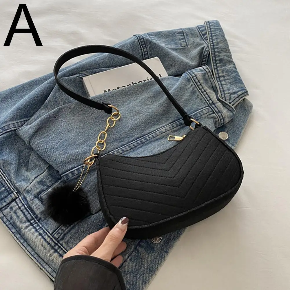 Mini Damen Umhängetaschen Mode Filz Damen Tasche Design Erweiterte Unterarm Handtaschen Mini Satteltasche