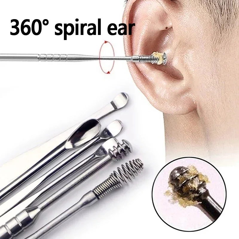 Effektives 6-teiliges Ohrenschmalz-Reinigungswerkzeug mit spiralförmigem Earpick und Ohrkörper