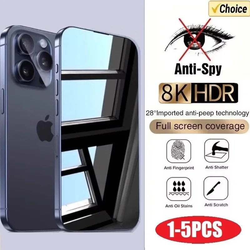 Anti-Spy Glas für iPhone 15 14 13 12 11 16 17 Pro Max Mini X XS XR 7 8 6 Plus Privatsphäre Displayschutzfolie
