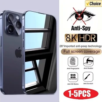 Anti-Spy Glas für iPhone 15 14 13 12 11 16 17 Pro Max Mini X XS XR 7 8 6 Plus Privatsphäre Displayschutzfolie