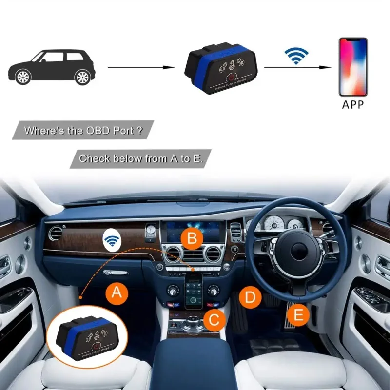OBD2 Bluetooth Auto-Diagnosegerät ELM327 V2.2 für iOS/Android OBD 2 – Bild 3