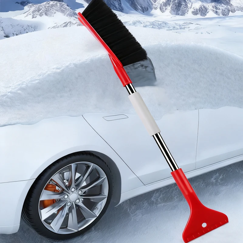 Auto-Schneebürste mit Eiskratzer, weicher Borstenkopf, Schaumstoffgriff, kratzfest, geeignet für die meisten