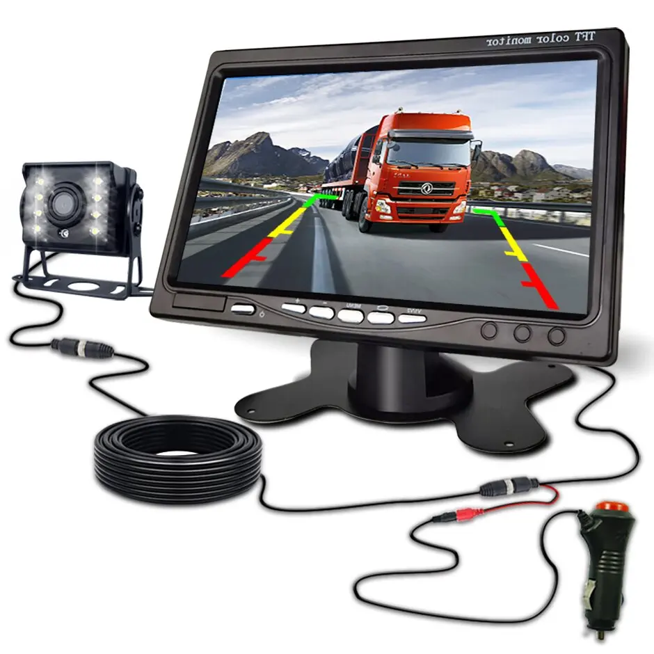 HD Einfach zu installierende Rückfahrkamera mit 7-Zoll-LCD-Farb-Rückfahrmonitor 12 V/24 V für Bus, LKW