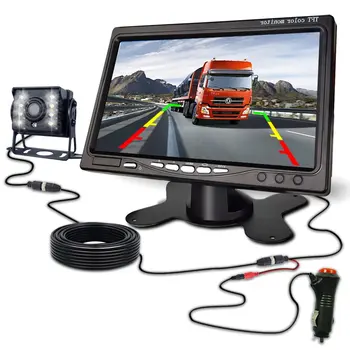 HD Einfach zu installierende Rückfahrkamera mit 7-Zoll-LCD-Farb-Rückfahrmonitor 12 V/24 V für Bus, LKW