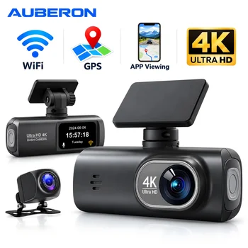 4K Dashcam Fahrzeugkamera, WiFi Dual-Linsen Auto-DVR 1080P Rückfahrkamera GPS 24H Parküberwachung Blackbox