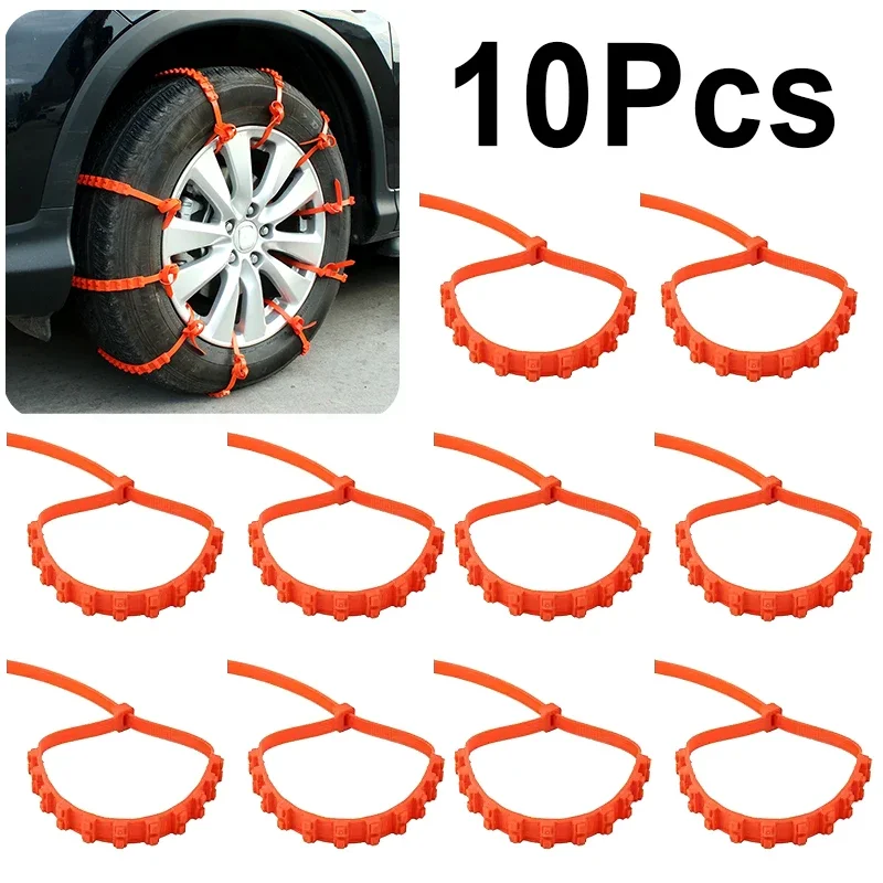 Anti-Rutsch-Schneeketten für Auto-Winterreifen, Winter-Outdoor-Schneereifen (10 Stück)