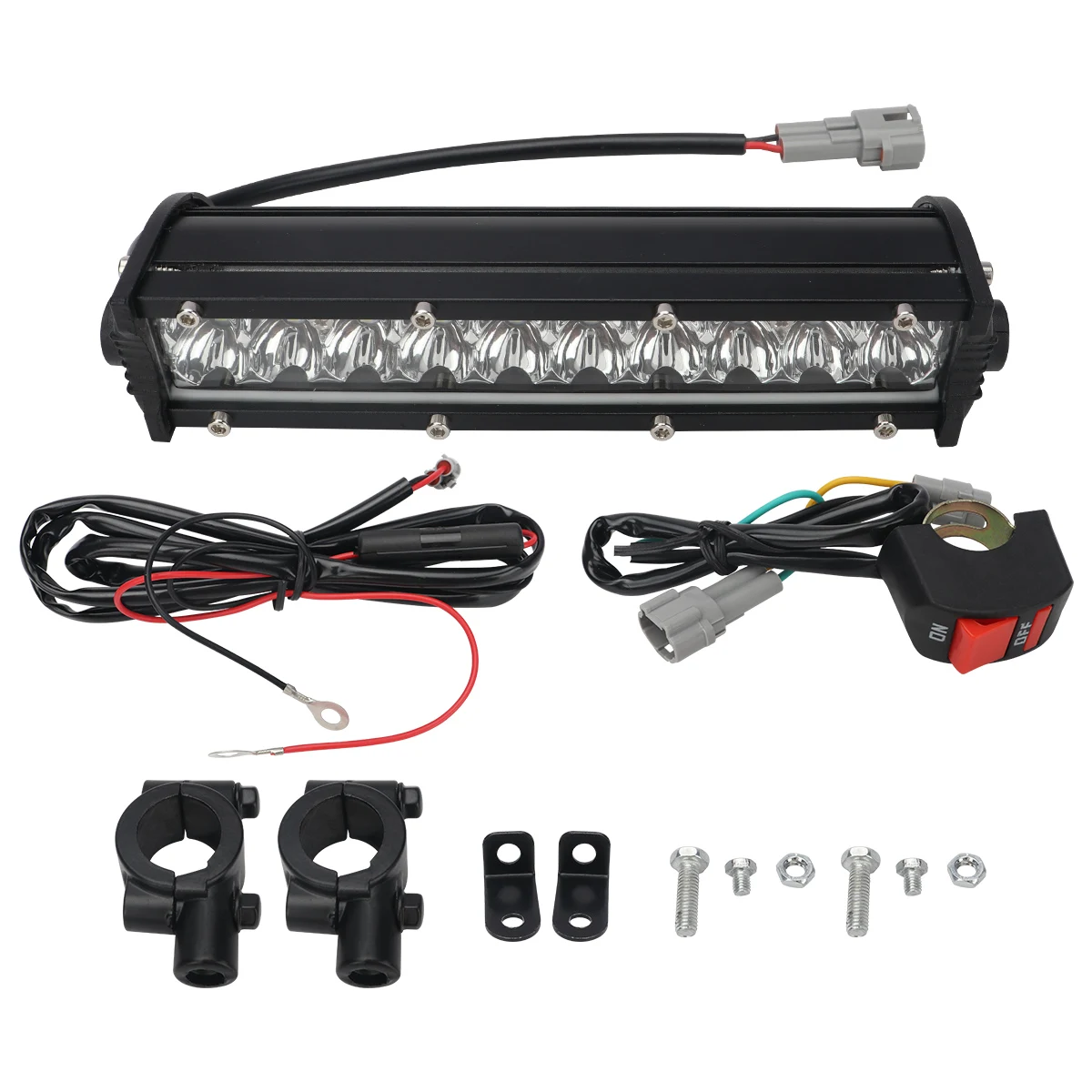 Motorrad-Scheinwerfer, LED-Lichtleisten-Set für den Lenker, 60 W LED mit Schalter-Kit, passend für die meisten