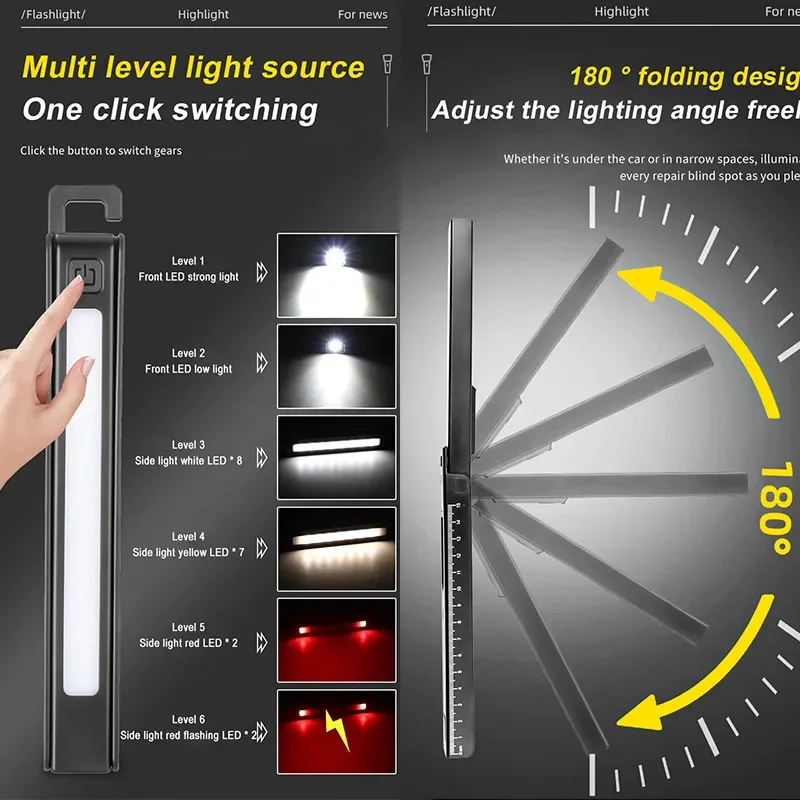 Tragbare LED-Klapp-Arbeitstaschenlampe mit Magnet-Taschenlampe – Bild 5