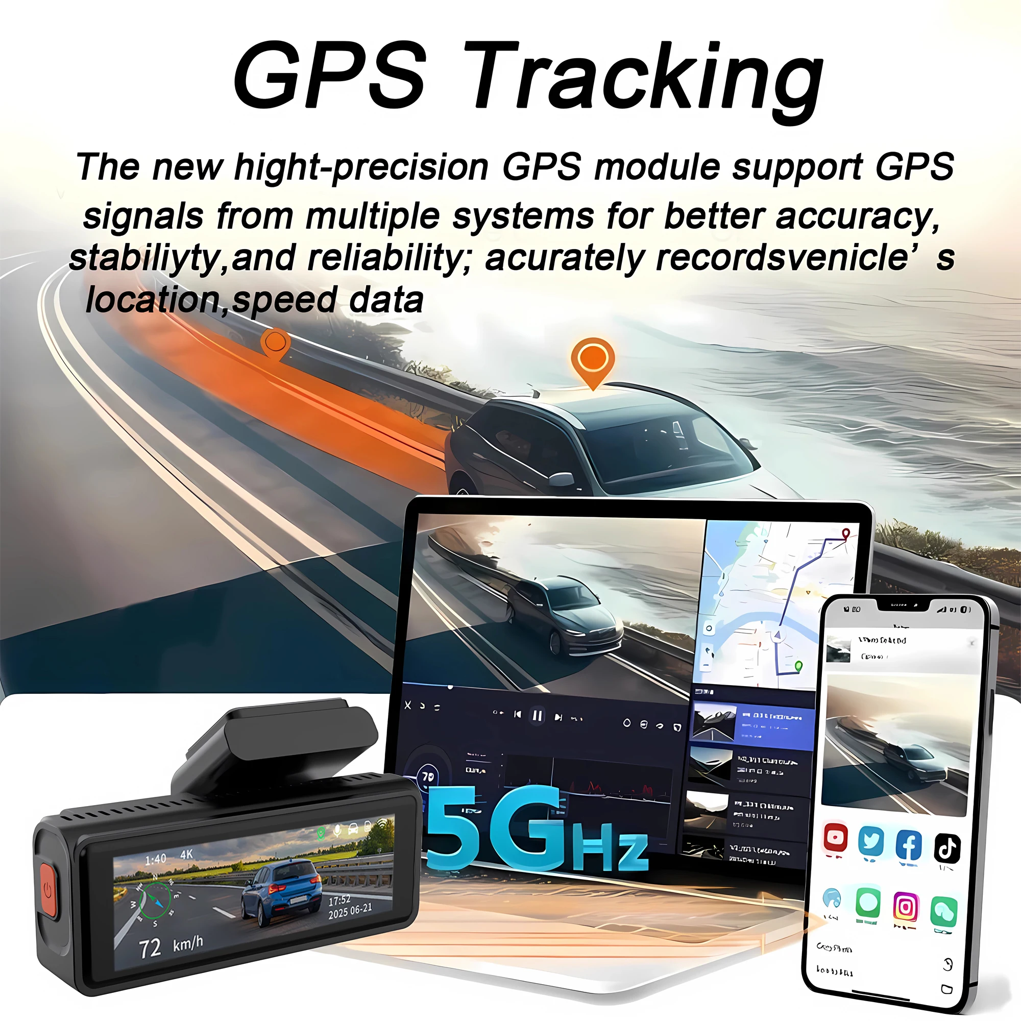 ADAS Dashcam 4K+2.5K GPS WLAN 24H Nachtsicht Mini Optionale Rücklinse – Bild 6