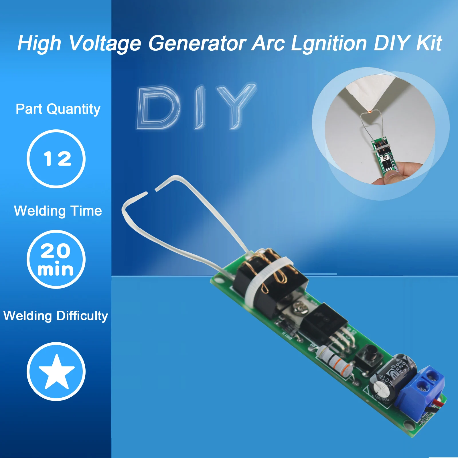 Hochspannungsgenerator Arc Igniter DIY Kit Feuerzeug Kit Arc Generator Kit für DIY Electronic Production Suite