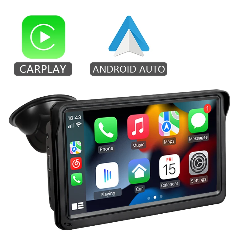 Hippcron 7 Zoll Autoradio Multimedia Videoplayer Drahtloses Carplay und drahtloses Android Auto Tragbarer
