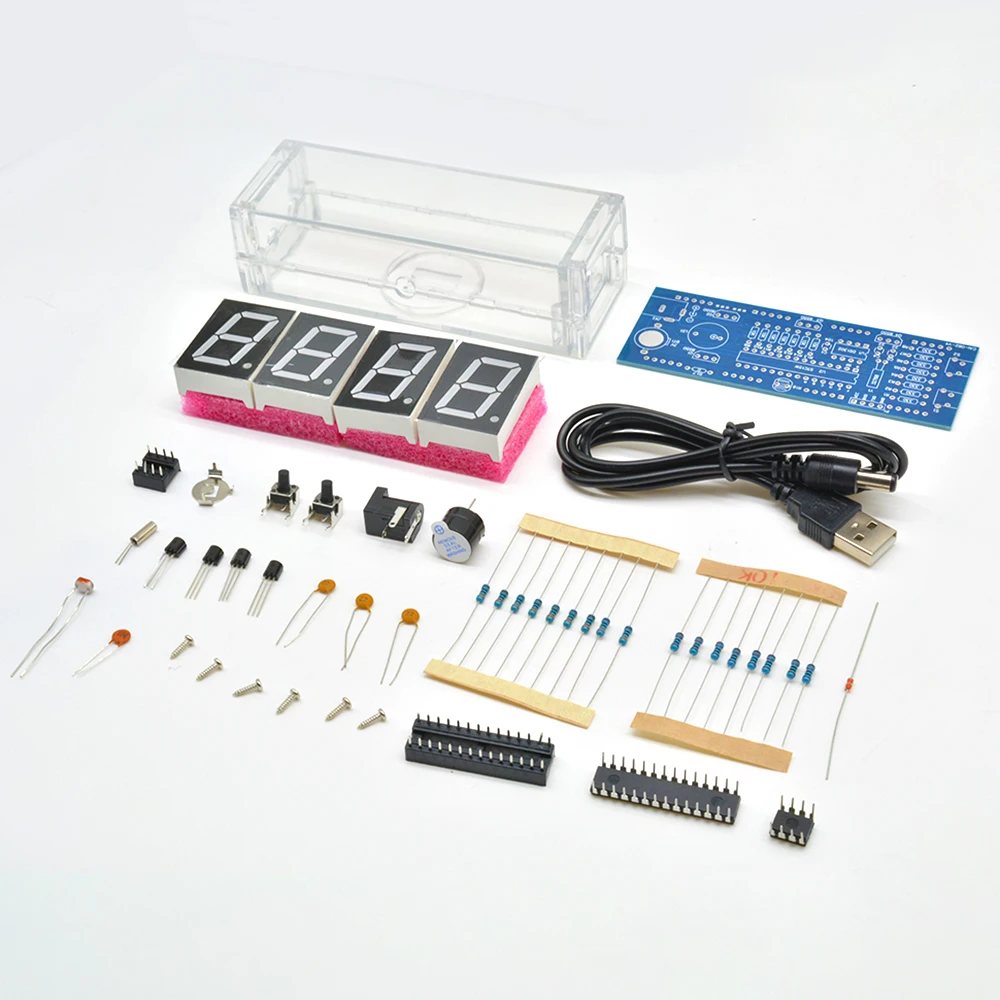 Elektronische Uhr DIY KIT LED Mikrocontroller Kit Digitaluhr Zeit – Bild 3