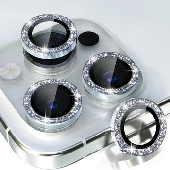 Kameraobjektivschutz für iPhone 11 12 13 Pro Max Mini 14 15 Pro Max Diamant Metall Schutzglas für iPhone 14 15