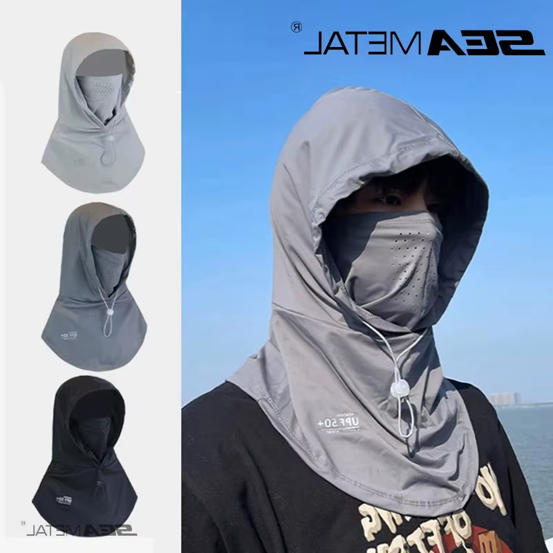 SEAMETAL Vollgesichtsmaske für Männer und Frauen, atmungsaktiv, lange Halsabdeckung, UV-Schutz, Hut
