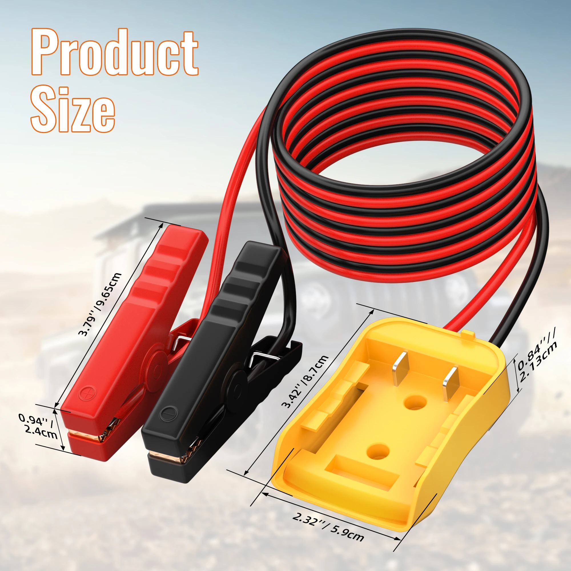 6FT Jumper Kabelklemmen mit Power Wheel Batterieadapter für 20V – Bild 4