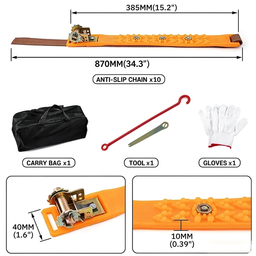 Universal-Schneeketten für Autos, TPU-Radsicherungsketten (10 Stück) – Bild 6