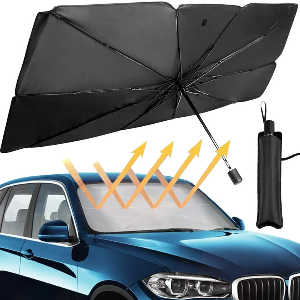 Auto Sonnenschirm Regenschirm Frontscheibe Silber Kleber Sonnenschirm – Bild 2