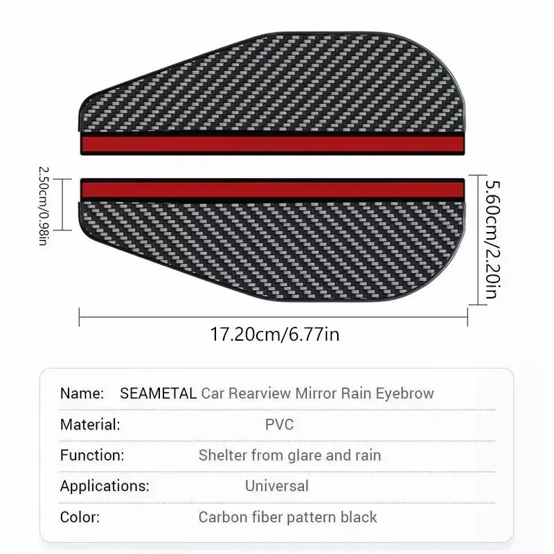 SEAMETAL 2PCS Auto Rückspiegel Regen Augenbraue Carbon Faser Universal – Bild 2