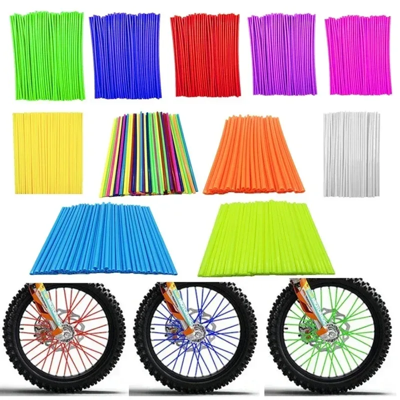 11 Farben Universal Dirt Bike Speichen Abdeckungen Motorrad Felge Speichen Wrap Kit Skins Schutz (72 Stück)