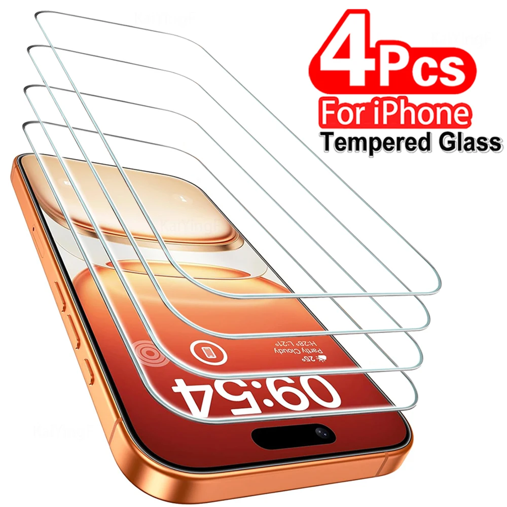 Panzerglas für iPhone 13 18 17 16 15 14 12 11 Pro Max XR X HD-Definition Displayschutzfolie (4 Stück)