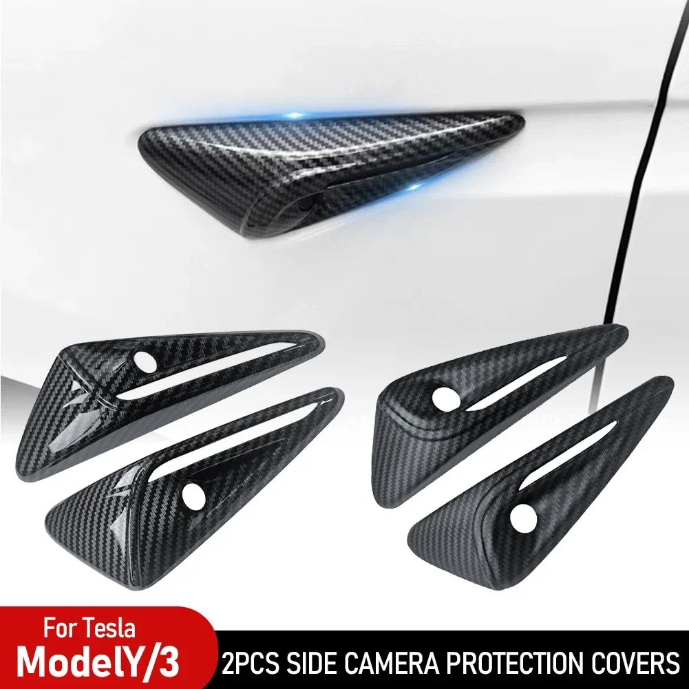 Tesla Modell 3 Y X S Seite Kamera Carbon Fiber ABS Schutz (2 Stück) – Bild 3