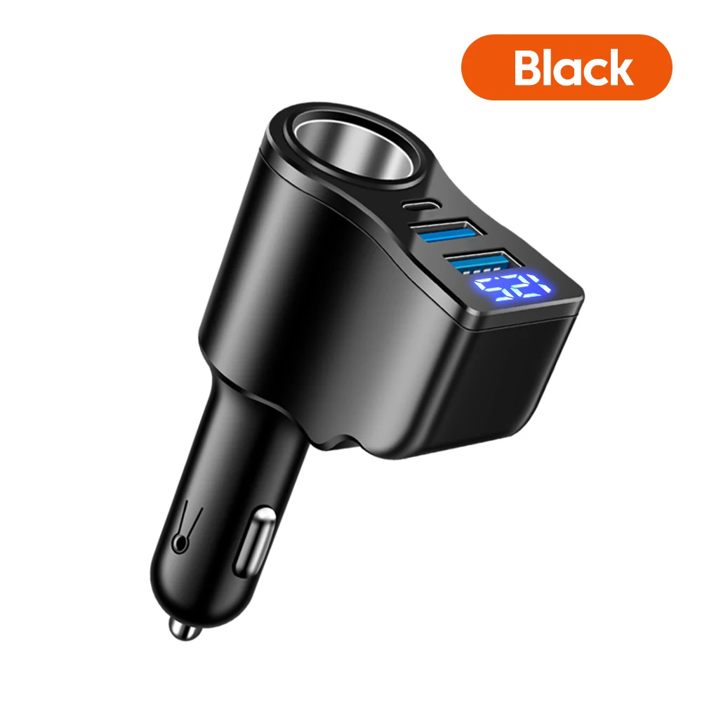3,1A Digitales Autoladegerät Dual USB 5V/3,1A + Typ-C PD5V/3A + 90W Autostecker Schnellladegerät für Handys