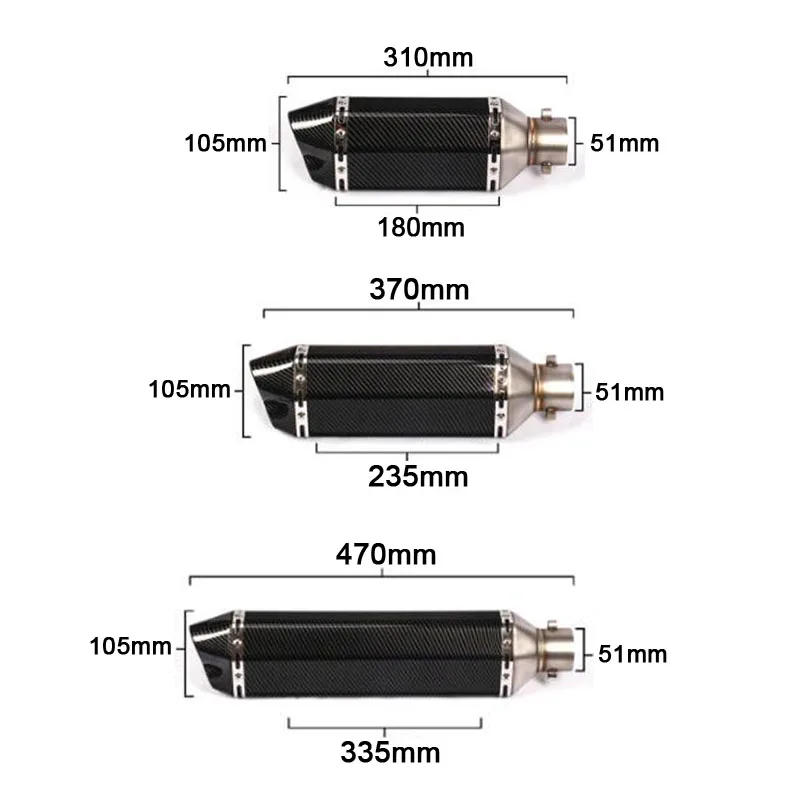51 mm Universal Motorrad Auspuff Schalldämpfer Edelstahlrohr – Bild 2