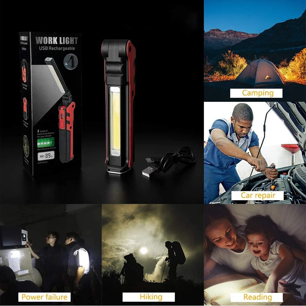 Tragbare LED-Arbeitsleuchte, USB wiederaufladbar, faltbar – Bild 6