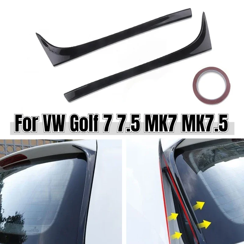 VW Golf 7 7,5 MK7 MK7,5 2014-2018 Glänzend Schwarz ABS Hinten Fenster Seite Stamm spoiler Canard (2 Stück)