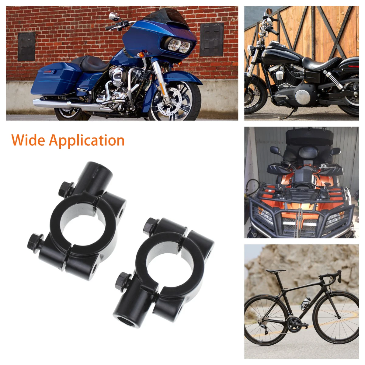 Schwarz Silber Motorrad Lenker Spiegel Halterung Clamp (2 Stück) – Bild 6