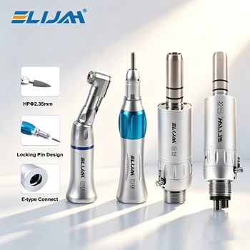 ELIJAH 203C Dental Niedrigdrehzahl-Handstück-Set 2/4-Loch Luftmotor E-Typ Mikromotor 35000 U/min Winkelstück