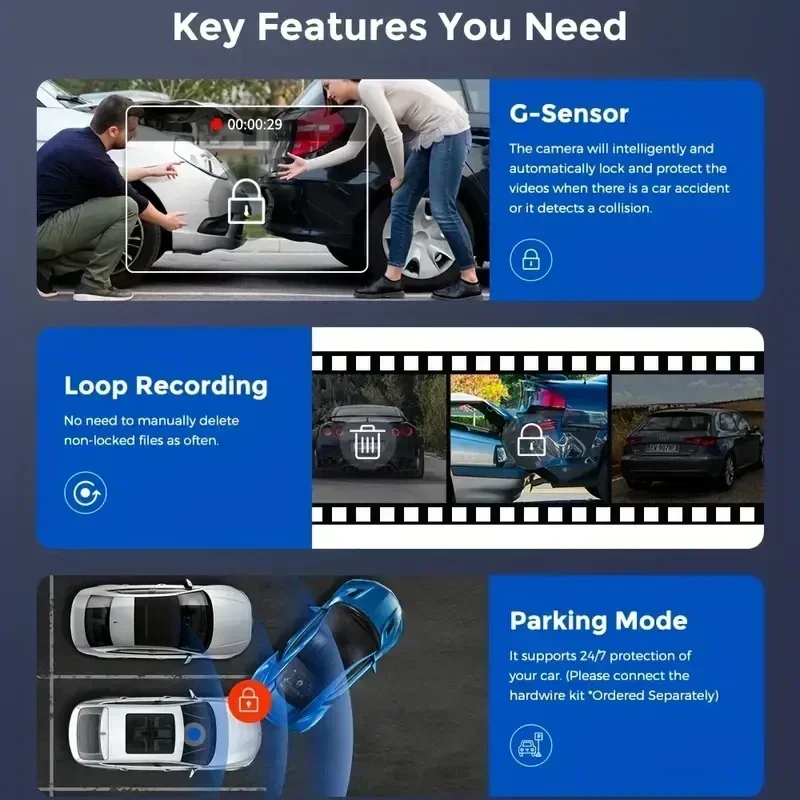 2/3-Kamera WIFI/NO WIFI Dashcam Fahrzeug-Innenraum-DVR 1080P – Bild 6