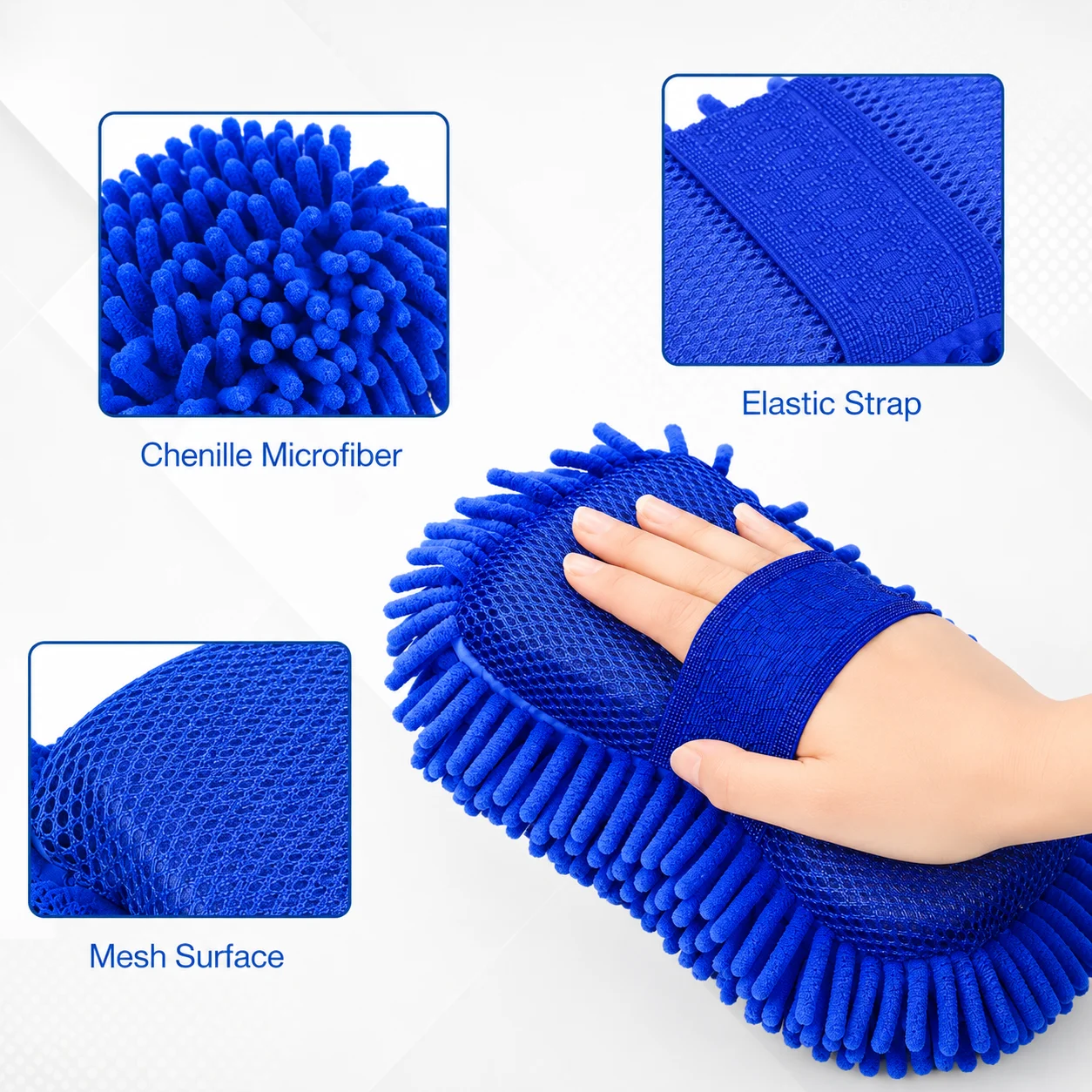 Mikrofaser-Chenille Auto-Waschhandschuh Schwamm Waschbürste Pad – Bild 4