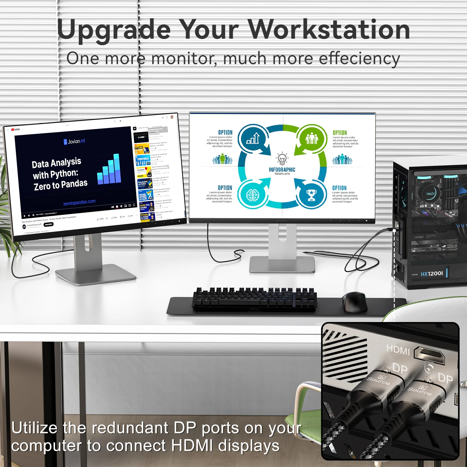 DisplayPort zu HDMI-kompatibles Kabel DP1.4 zu HDMI 2.1 Konverter – Bild 4