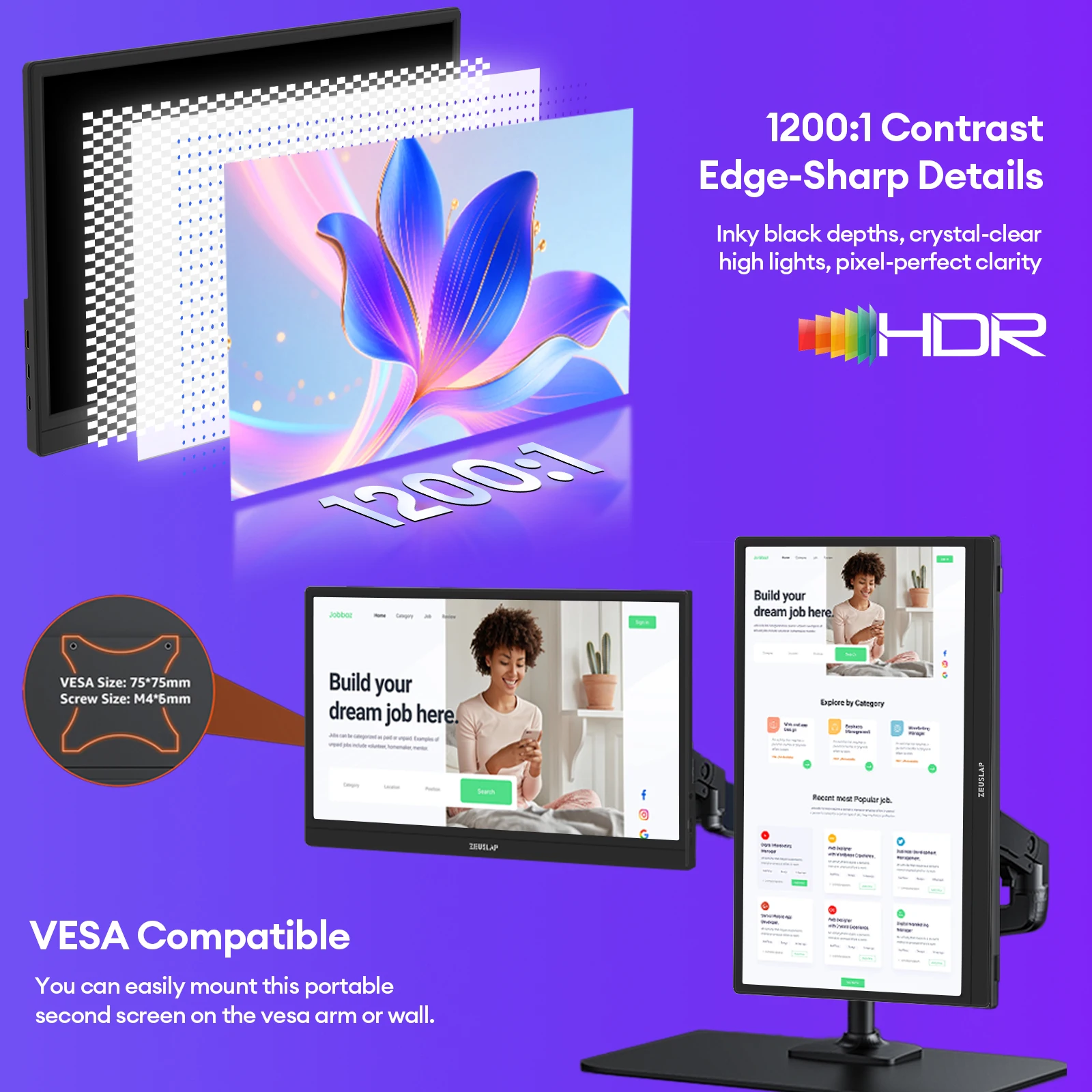 ZEUSLAP 15,6" FHD 1920x1080P IPS Panel USB-C HDMI Quelle Tragbarer – Bild 2