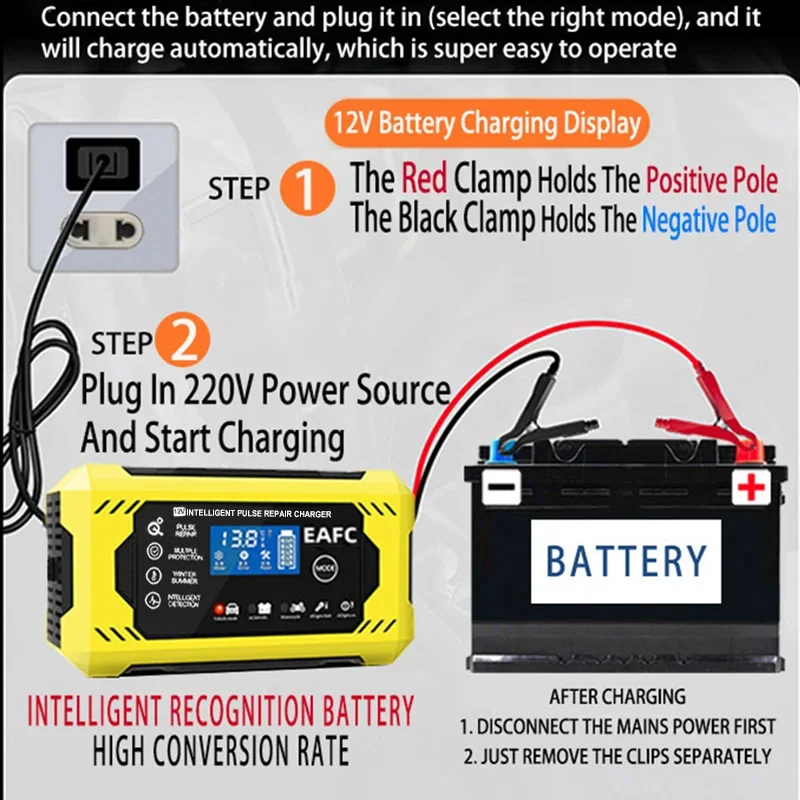 Autobatterie-Ladegerät 6a 12v Auto und Motorrad Batterie ladegerät – Bild 6