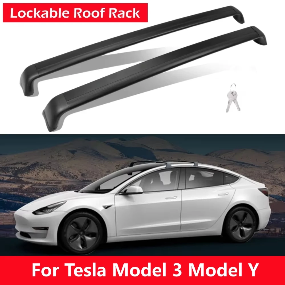 Abschließbarer Dachträger für Tesla Model 3 Model Y 2017-2026 Dachträger-Zubehör Diebstahlsichere Querträger