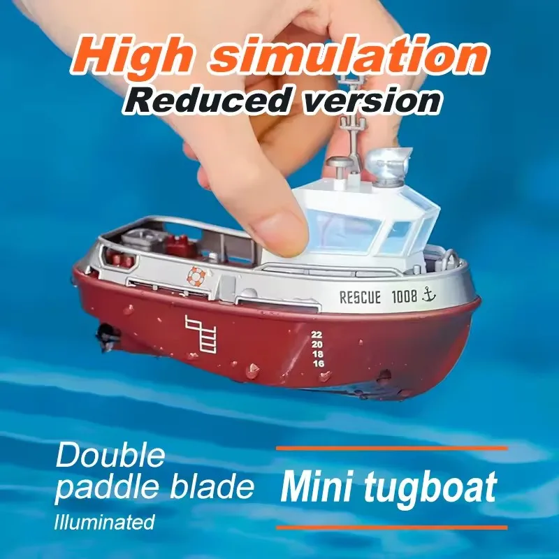 ZWN 1/32 RC-Boot mit Lichtern, leistungsstarkes Dual-Motor, 2,4 G, große Reichweite, kabelloses