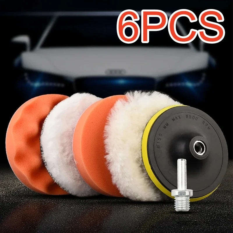 Set Auto-Polierschwämme, Schaumstoff-Polierschwämme, Poliermaschinen-Wachspads 3/4/5 Zoll (6 Stück)